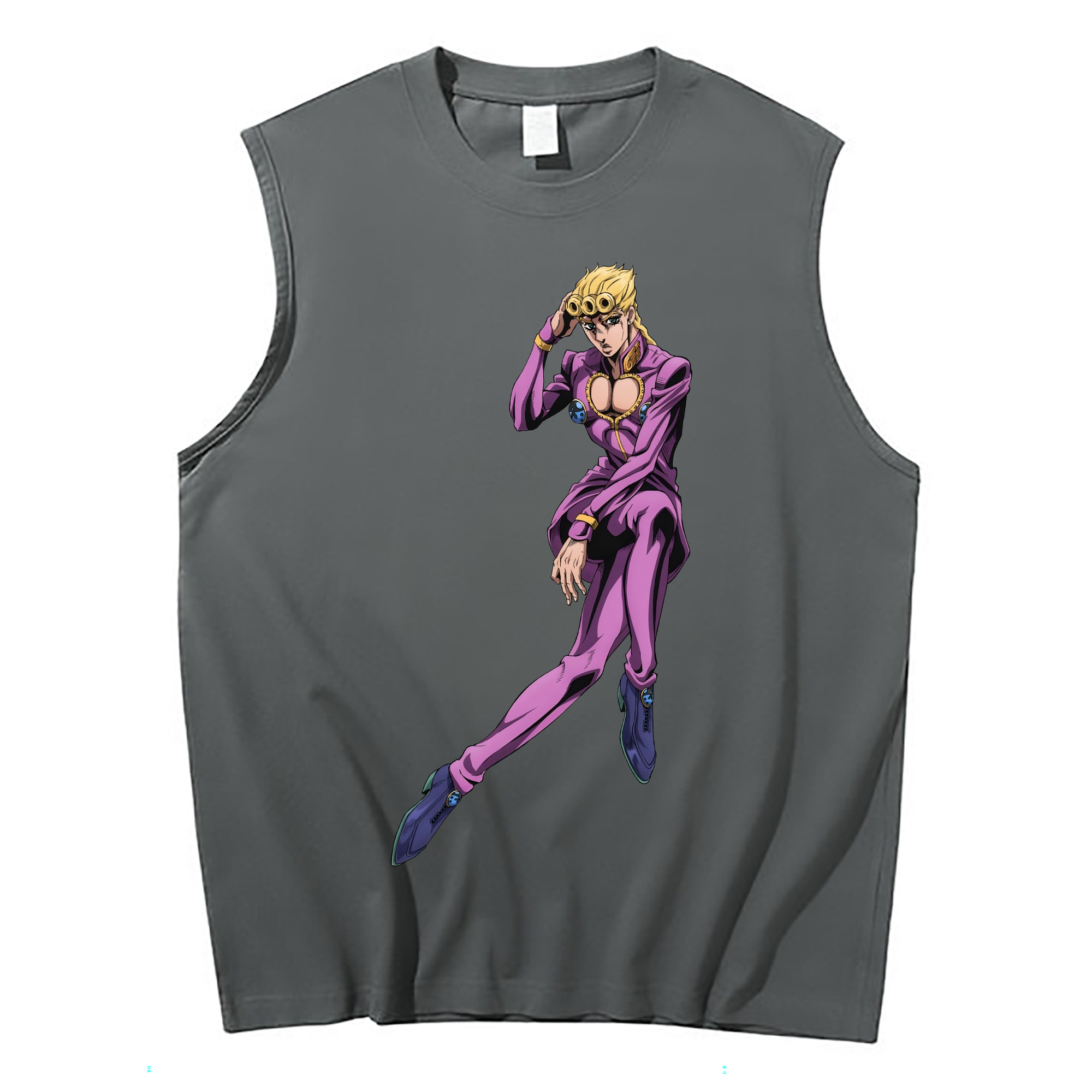 （画像用） ジョジョの奇妙な冒険 ジョルノ?ジョバァーナ JoJo's Bizarre Adventure Giorno Giovanna コットン100％タンクトップ（フロントプリント）